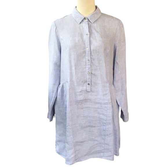 H Halston 100% Linen Collared Shirt Dress - Picture 6 of 6